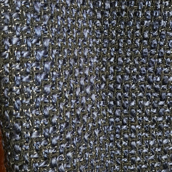 J Crew Blue/Black/Silver Wool Blend Plaid‎ Tweed Pencil Knee Length Skirt Size 0 - Picture 3 of 7